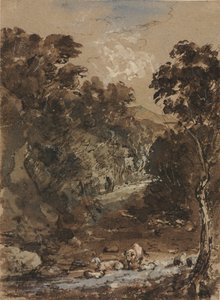 Paisaje con animales de granja de probably by the so called Premier Engraver