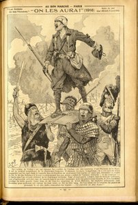 Agenda Buvard du Bon Marche 1917 - Ilustración de Job (Jacques Marie (Jacques-Marie) Gaston Onfray y Breville) (1858-1931): ¡Los tendremos! 1916 - Guerra del 14-18, Medicina, Salud, Uniformes, Grandes Batallas, Armaduras - Soldados, Galos - Histórico