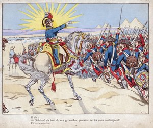Campaña de Egipto: Napoleón conduce a sus tropas a la Batalla de las Pirámides, 21 de julio de pseudonym for Onfray de Breville Jacques Job
