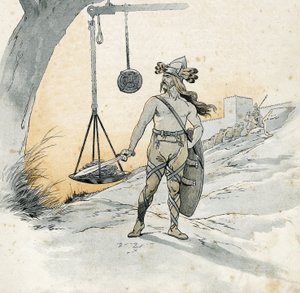 Captura de Roma (Rancon de Roma en 390 a.C.). Historia de Brennus (Brennos), caudillo galo que pronunció la terrible palabra Vae Victis (desgracia para los vencidos). en 