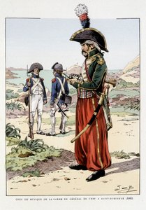 Jefe de música de la guardia del general en jefe en Santo Domingo en 1802 - en “Outfit des troupes de France: armee de terre et de mer à toutes les epoques”, ill. de Job de pseudonym for Onfray de Breville Jacques Job