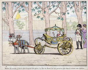 Emperador Napoleón I Bonaparte (1769-1821) con su hijo el Príncipe Napoleón Francisco Carlos José Bonaparte, quien se convirtió en el rey de Roma Napoleón II también llamado más tarde el Aiglon - Napoleón observando al Rey de Italia (Napoleón II) dando sus de pseudonym for Onfray de Breville Jacques Job