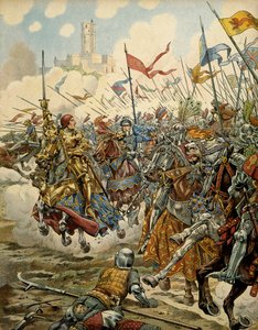 Historia de Francia en la Edad Media: El rey Luis XI llamado el Prudente (1423-1483) al frente de su ejército durante la Batalla de Montlhéry contra la Liga del Bien Público, 16 de julio de pseudonym for Onfray de Breville Jacques Job
