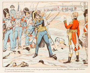 Jacques Marie Gaston Onfroy de Breville, conocido como JOB (1858-1931) - En Waterloo, Cambronne contra los ingleses pidiéndole que se rinda en 1815. Colección privada de pseudonym for Onfray de Breville Jacques Job