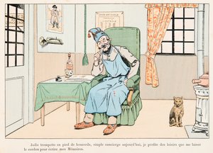 Jacques Marie Gaston Onfroy de Breville dit JOB (1858-1931) - Medio Balance Escribiendo Memorias, Colección Privada de pseudonym for Onfray de Breville Jacques Job