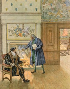 Jacques Marie Gaston Onfroy de Breville dit JOB (1858-1931) - Historia de Bélgica: el Emperador Carlos V (1500 - 1558) visitando a los grandes comerciantes y financieros de la ciudad de Amberes, Colección privada