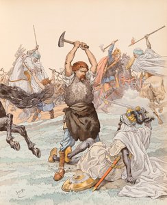 El Herrero de Poitiers durante la Batalla de Poitiers en 732, Colección Privada de pseudonym for Onfray de Breville Jacques Job