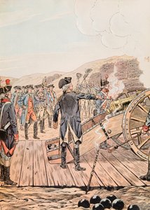 El primer disparo en el cuartel general de Yorktown en septiembre de 1781