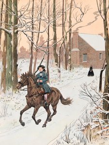 Joven George Washington dejando la casa familiar en 1740 para la Old Field School