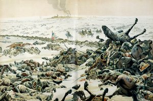 Campaña de Prusia y Polonia (1806-1807): el día después de la victoria de Eylau, Napoleón I Bonaparte (1769-1821) visitó el campo de batalla y las numerosas pérdidas en el terreno el 9 de febrero