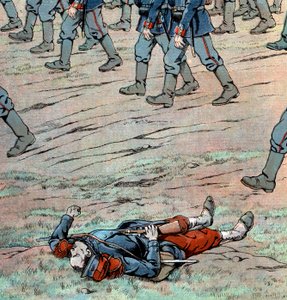 Prusianos invadiendo Francia: soldado francés muerto