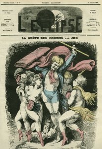 La huelga de los empleados, la ilustración sugiere vestir a las bailarinas de "La Danse" de Jean-Baptiste Carpeaux antes del invierno. Portada en "L