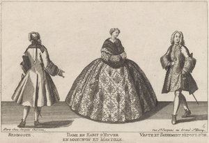 Redingote/Dama en Traje de Invierno con Manguito/Chaqueta y Adorno de Tela de Oro de published by Jacques Chéreau