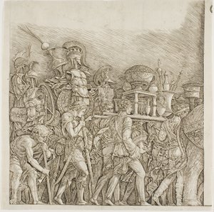 Triunfo de César: Soldados Llevando Trofeos de school of Andrea Mantegna