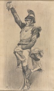Soldado con el brazo levantado de studio of A. W. A. Plâté Studio (Ceylonese)