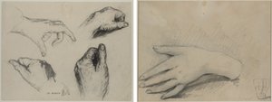Estudio de manos (anverso); Estudio de la mano de una mujer (verso) de studio of A. W. A. Plâté Studio (Ceylonese)