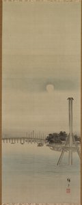 Escena nocturna en el río Sumida de studio of Utagawa Hiroshige
