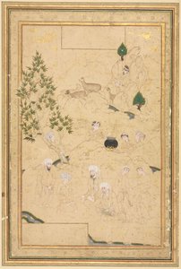Picnic en las montañas; Ilustración de una sola página de style of Muhammadi
