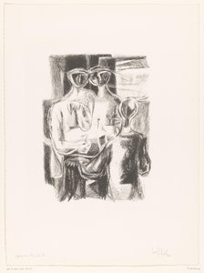 Pareja en la mesa de unknown (signed by artist)