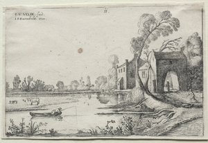 Paisaje con un Río y una Casa de Guardia de van de Velde Esaias
