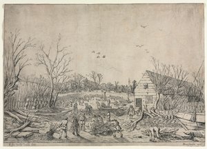 La Gran Inundación del 10 de Enero de 1624 o Reparación del Dique Roto en el Río Lek por Vianen de van de Velde Esaias