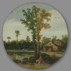 Viajeros junto a un lago, 1625