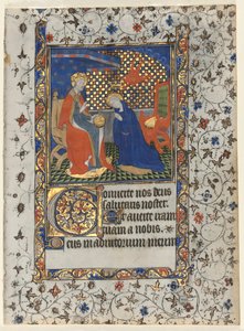 Bifolio de un Libro de Horas: Coronación de la Virgen de workshop of Boucicaut Master