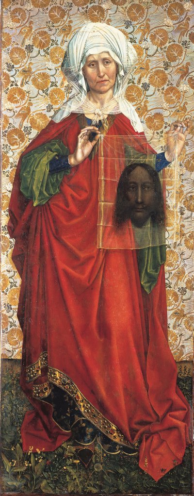 Santa Verónica, c.1428-30 (técnica mixta sobre madera de roble) de (1375/8 1444) Master of Flemalle