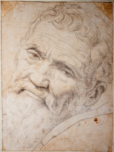 Retrato de Miguel Ángel Buonarroti. Carbón, tiza sobre papel, c.1550 de Daniele da  Volterra