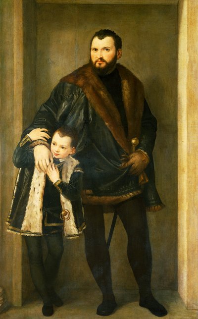 Giuseppe Da Porto con su hijo Adriano de Paolo Caliari conocido como Veronese (1528-1588), óleo sobre lienzo de (1528 88) Veronese