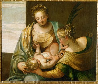 El matrimonio místico de Santa Catalina de Siena ... (óleo sobre lienzo) de (1528-88) Veronese