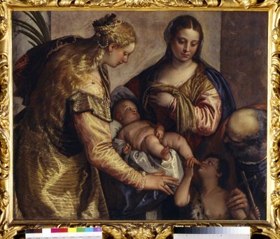 La Sagrada Familia con Santa Bárbara, c.1550 (óleo sobre lienzo) de (1528 88) Veronese