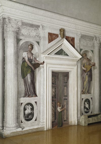 Vista de la sala cruciforme, circa 1561 (fresco) de Veronese