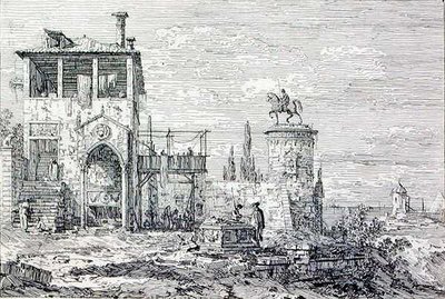 Paisaje con un monumento ecuestre de Canaletto