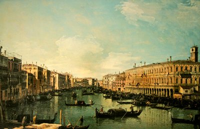 El Gran Canal, Venecia, mirando al norte desde cerca del puente de Rialto de Canaletto