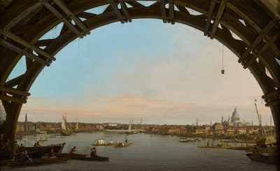Londres, una vista de la ciudad desde debajo del puente de Westminster de Canaletto