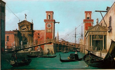 El Puente del Arsenal en Venecia. Pintura de Giovanni Antonio Canal, conocido como Canaletto (1697-1768) 1730-1731. Inglaterra, Woburn Abbey de Canaletto