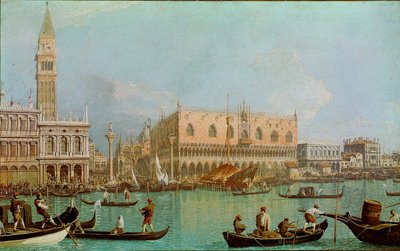 El Molo con el Palacio Ducal del estanque de San Marcos (Il molo col Palazzo Ducale dal bacino di San Marco). Vista de Venecia, Palacio Ducal y Plaza de San Marcos desde el Canal. Pintura de Giovanni Antonio Canal, conocido como Canaletto (1697-1768) de Canaletto