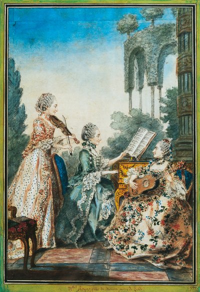 Las tres hijas del compositor Joseph-Nicolas-Pancrace Royer interpretando la música del ballet Zaide de Carmontelle