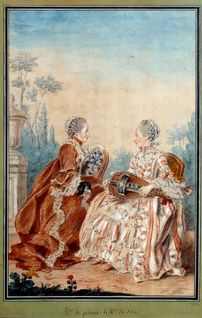 Madame de Julienne y Madame de Serre haciendo música de Carmontelle