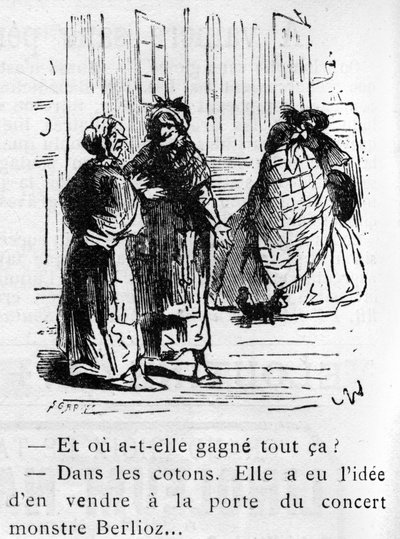 Caricatura sobre la obra de Hector Berlioz diseñada por Nadar en 1856 para el periódico 