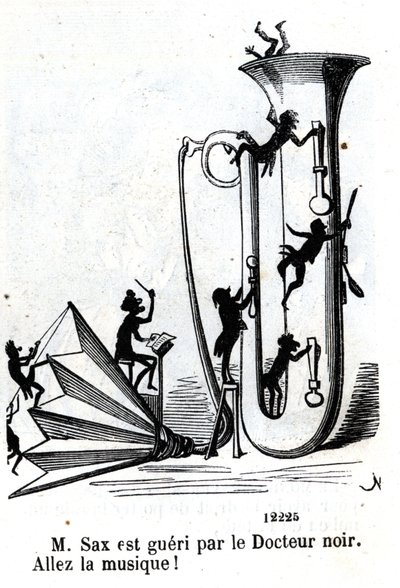 El Sr. Sax es herido por el doctor negro. (Adolphe Sax, inventor del saxofón, 1814-1894) de Nadar