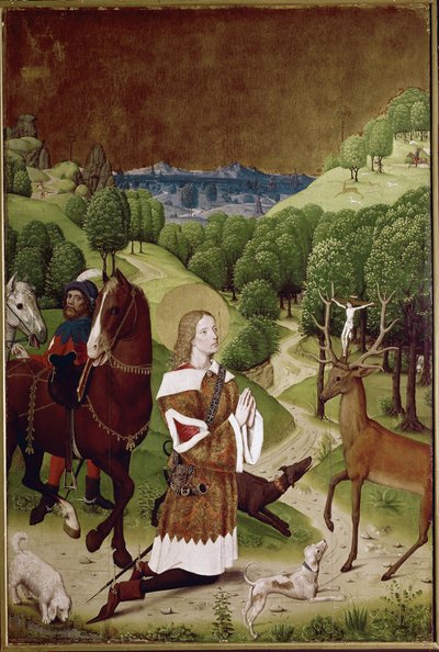 Conversión de San Huberto (óleo sobre tabla) de (active c.1463 c.1490) Master of Wilten