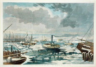 Rompiendo el hielo en Nueva York - una vista desde el East River, publicado en Harper