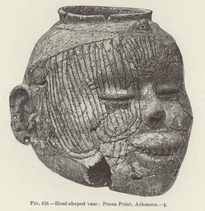 Jarrón en forma de cabeza: Pecan Point, Arkansas (grabado) de (after) American School