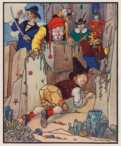 Ilustración para Los viajes de Gulliver de Jonathan Swift (litografía en color) de (after) American School
