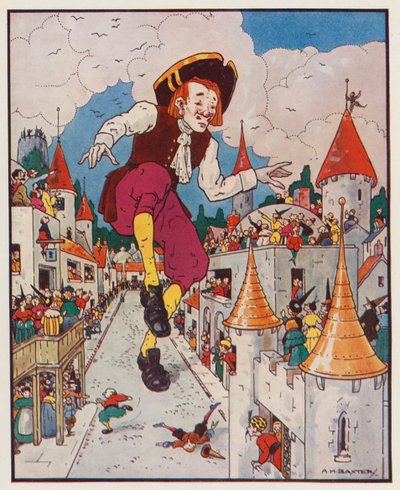 Ilustración para Los viajes de Gulliver de Jonathan Swift (litografía en color) de (after) American School