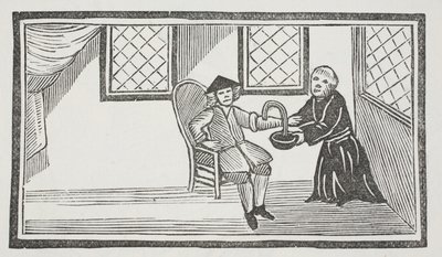 Representación del monje traidor que lo desangra, ilustración de 