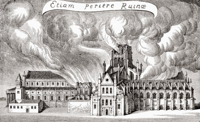Antigua catedral de San Pablo, Londres, Inglaterra, destruida por el fuego en 1666 de (after) English School
