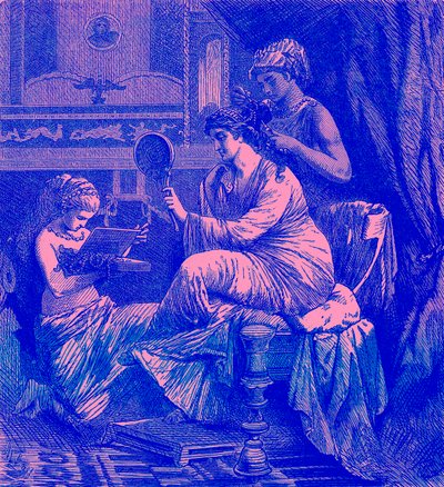 Dama romana en su tocador, ilustración de 